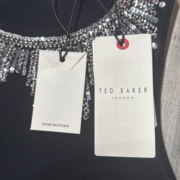 NWT TED BAKER London Embellished Sleeveless Knit Top Black Size 1 Stunning! - Picture 9 of 15